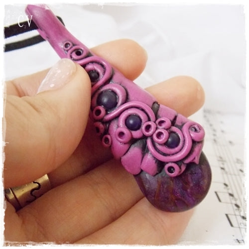 Sugilite Stone Polymer Clay Pendant