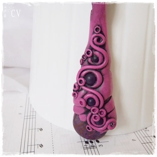 Sugilite Stone Polymer Clay Pendant