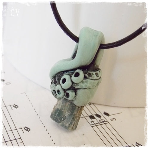 Kyanite Crystal Polymer Clay Pendant