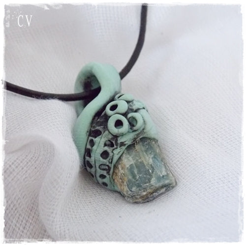 Kyanite Crystal Polymer Clay Pendant
