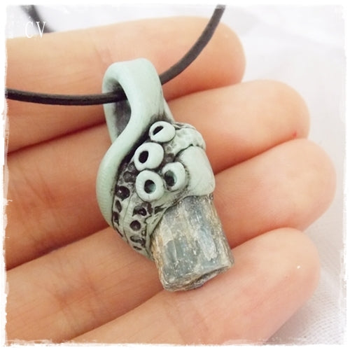 Kyanite Crystal Polymer Clay Pendant