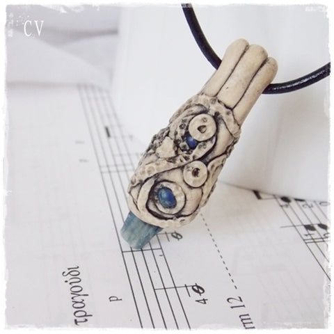 Tiny Kyanite Polymer Clay Necklace