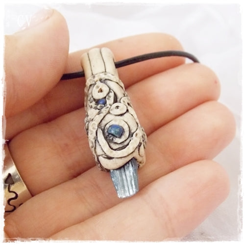 Tiny Kyanite Polymer Clay Necklace