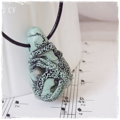 Raw Crystal Polymer Clay Pendant ~