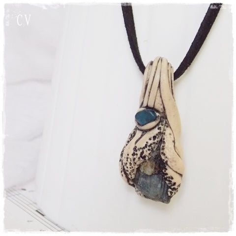 Raw Kyanite Polymer Clay Pendant