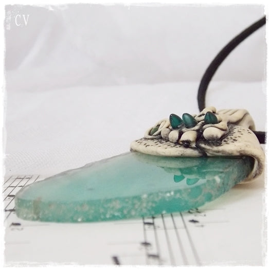 Elven Polymer Clay Stone Pendant