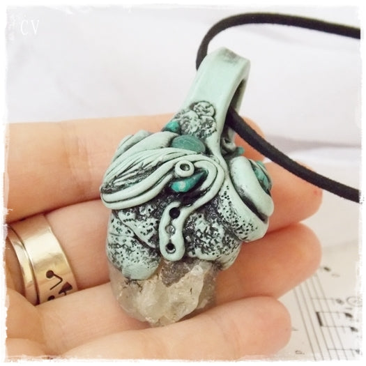 Fluorite Crystal Stone Pendant ~