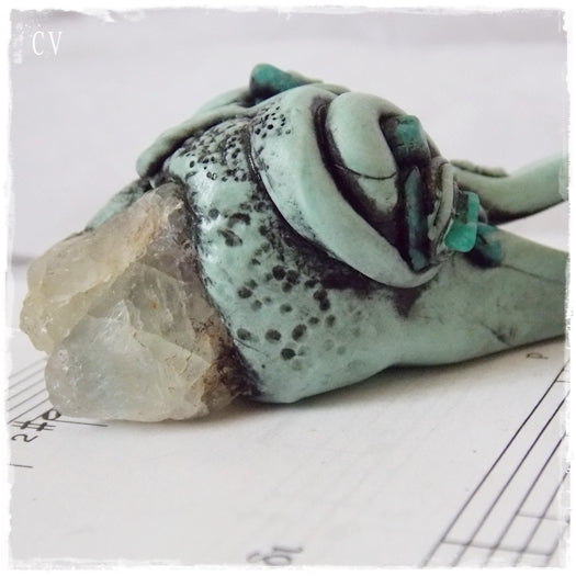 Fluorite Crystal Stone Pendant ~
