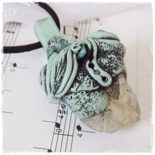 Fluorite Crystal Stone Pendant ~