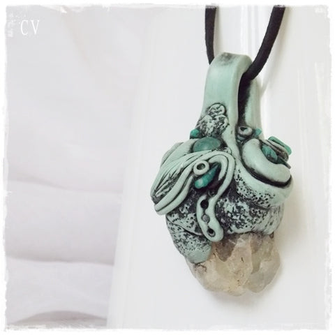 Fluorite Crystal Stone Pendant ~