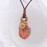 Gold Rose Polymer Clay Necklace