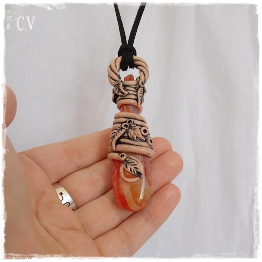 Protection Stone Polymer Clay Pendant