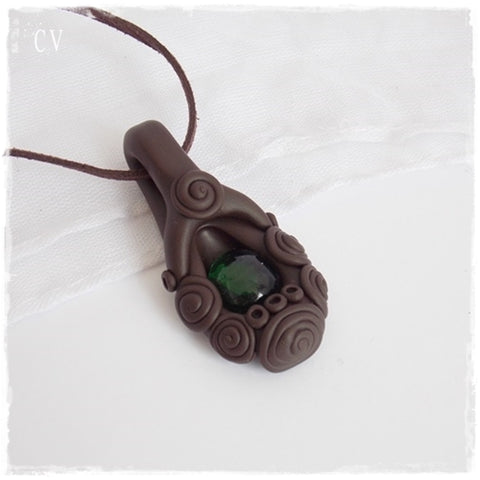 Woodland Polymer Clay Pendant Necklace