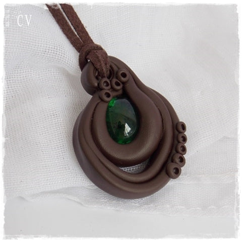 Woodland Polymer Clay Pendant