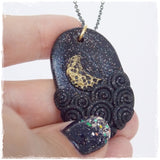 Moon Polymer Clay Pendant