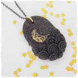 Gold Moon Polymer Clay Pendant