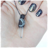 Crescent Moon Crystal Stone Pendant Necklace