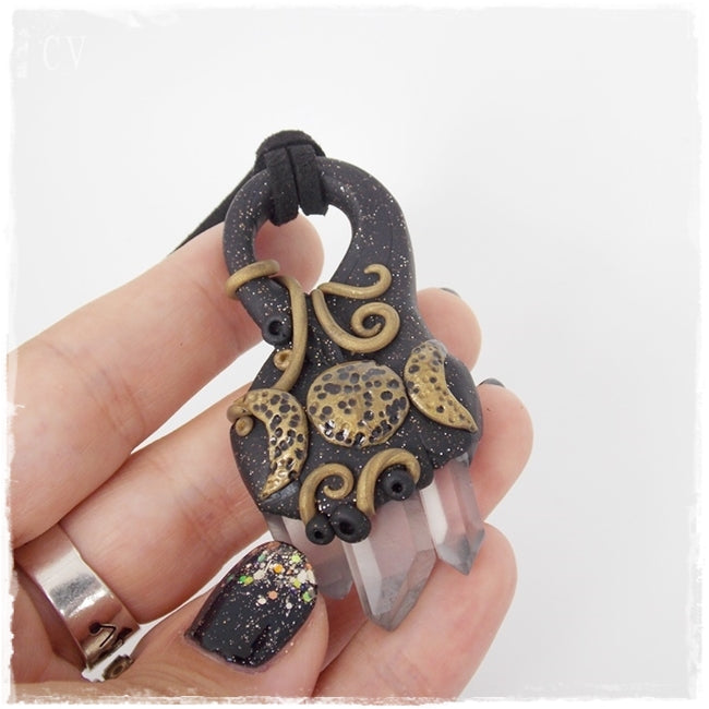 Triple Goddess Quartz Crystal Pendant
