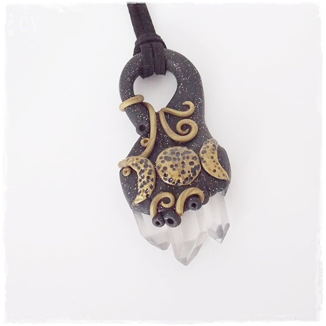 Tripel Goddess Polymer Clay Necklace