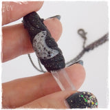 Silver Crescent Moon Gothic Pendant