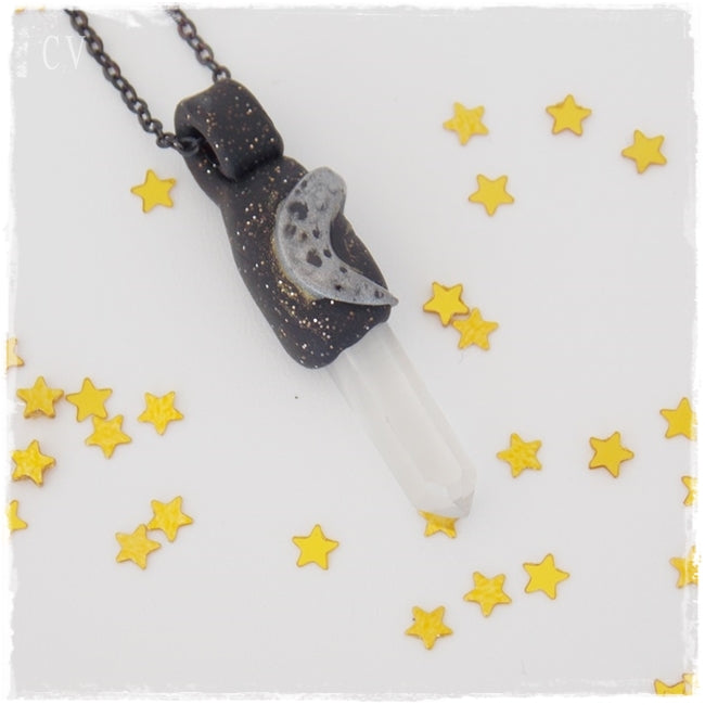 Raw Quartz Crystal Pendant Necklace