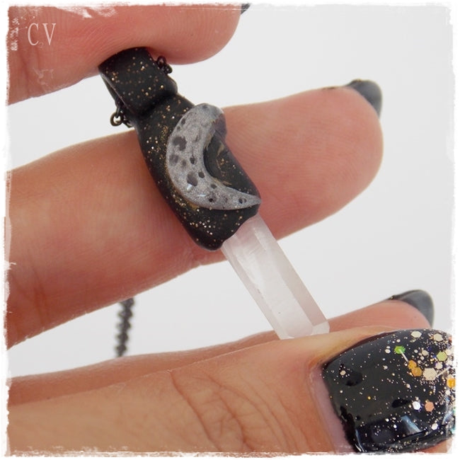 Crescent Moon Crystal Stone Necklace