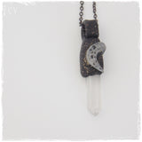 Crescent Moon Crystal Stone Pendant Necklace
