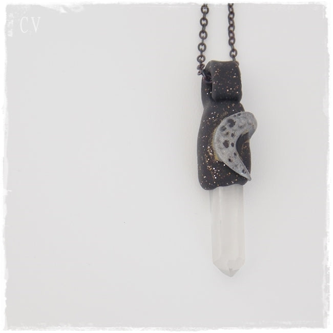 Crescent Moon Polumer Clay Pendant