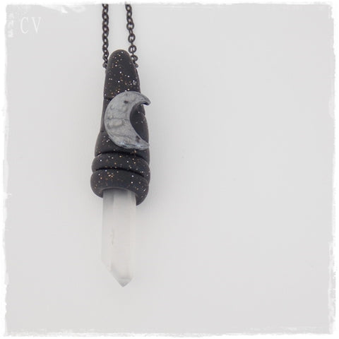 Raw Quartz Crystal Pendant Necklace