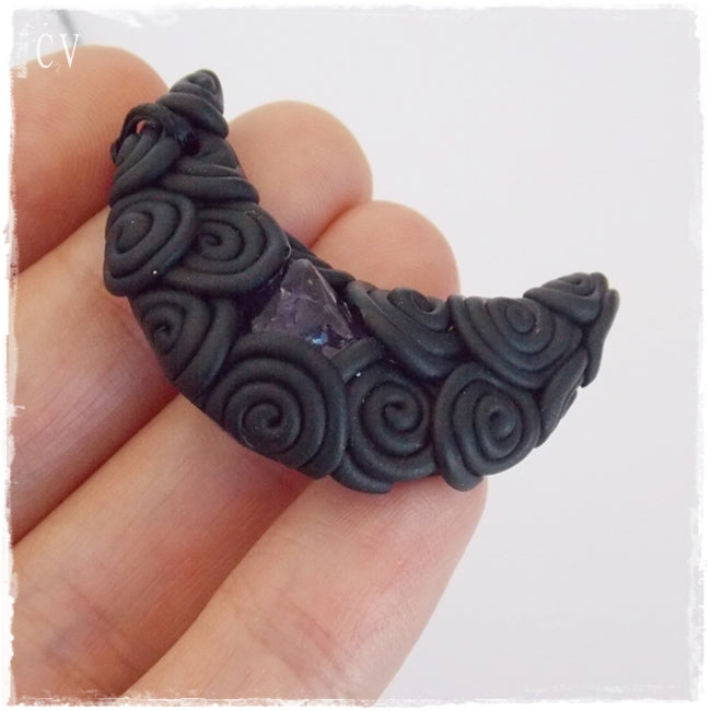 Black Crescent Moon Pendant Necklace