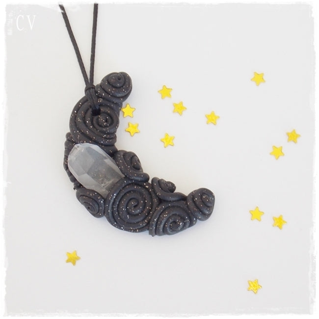 Crescent Moon Healing Quartz Pendant