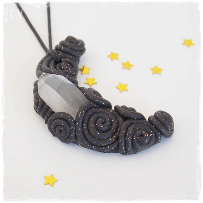 Quartz Crescent Moon Pendant