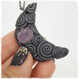 Healing Crystal Amethyst Crescent Moon Necklace