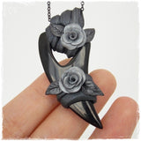Silver Roses Polymer Clay Necklace
