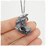 Artistic Polymer Clay Crescent Moon Necklace