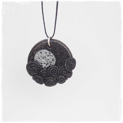 Full Moon Polymer Clay Necklace