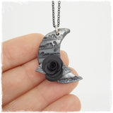 Handmade Polymer Clay Crescent Moon Pendant Necklace