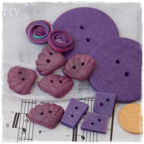 Handmade Purple Polymer Clay Buttons