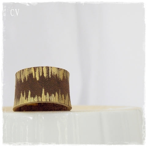Gold Geometric Brown Ring