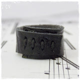 Wide Black Leather Ring