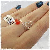 Heart Shaped Fire Agate Wire Ring