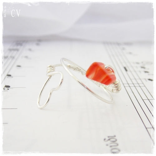 Minimal Heart Gemstone Wire Ring