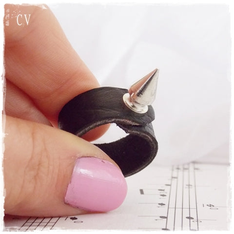 Spike Leather Ring
