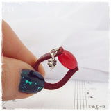 Red Gothic Leather Ring