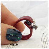Garnet Wine Red Leather Ring