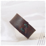 Wide Brown Leather Ring for Men