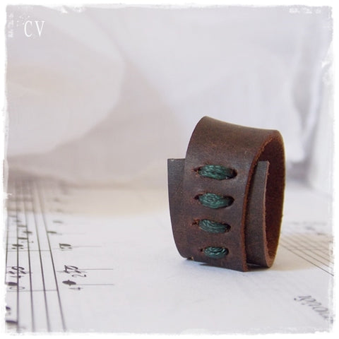 Rustic Brown Leather Ring for Him