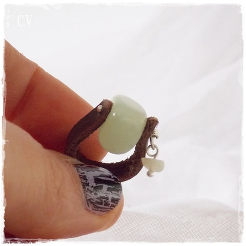 Celtic Jade Stone Leather Ring