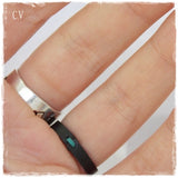 Tiny Black Leather Ring Band