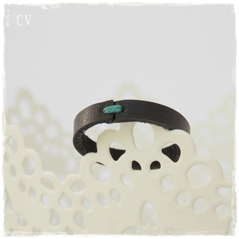 Dainty Black Leather Ring